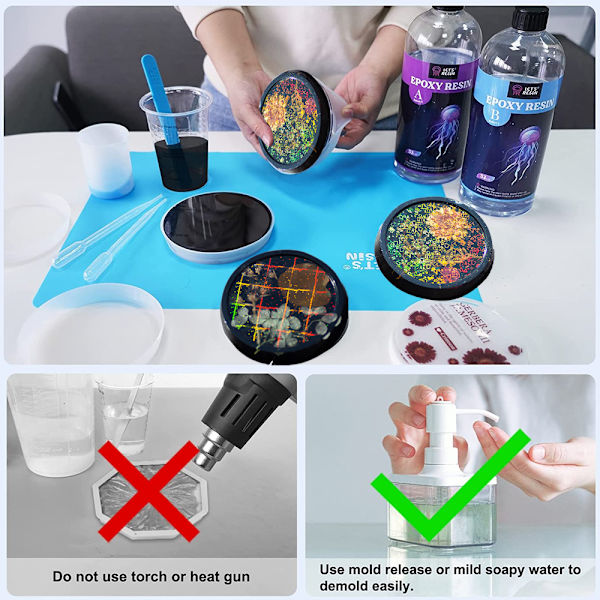 2 stk. RESIN Holografiske Resinforme, Runde Laser Coaster