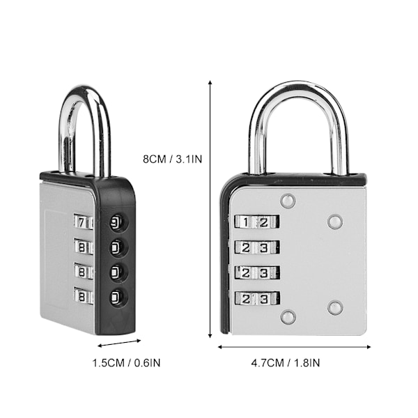 4-cifret Kombinationslås til Kuffert - Sikkerhedskode Lås