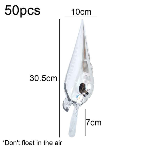 Stjernefolie-ballonger metalliske - 10x31cm, 50 stk, piggballonger