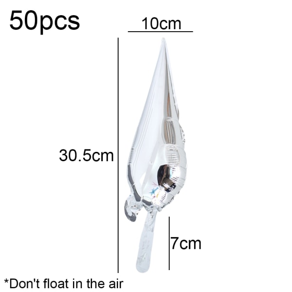 Tähtifolioilmapallot metalliset - 10x31cm, 50 kpl, piikkiilmapallot