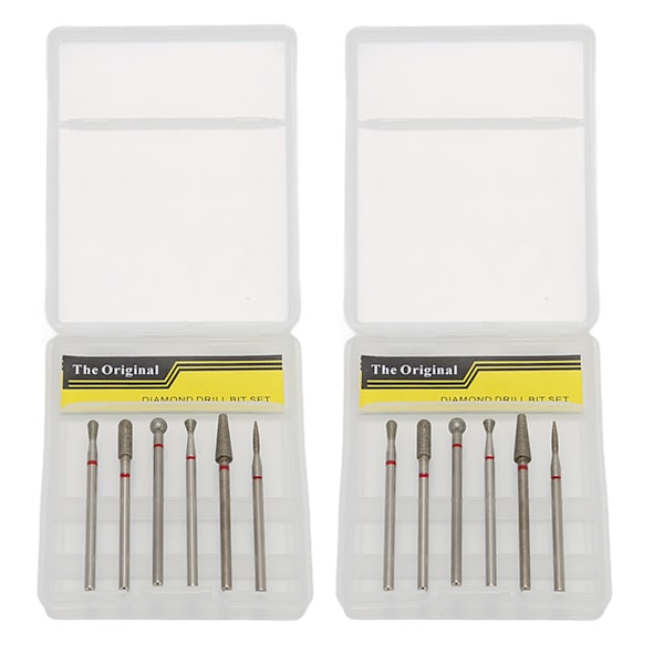 2Box/12Pcs Nagelborr Bits Diamant Manikyr Roterande Huvud för Nagelslipning Polering Omslipning