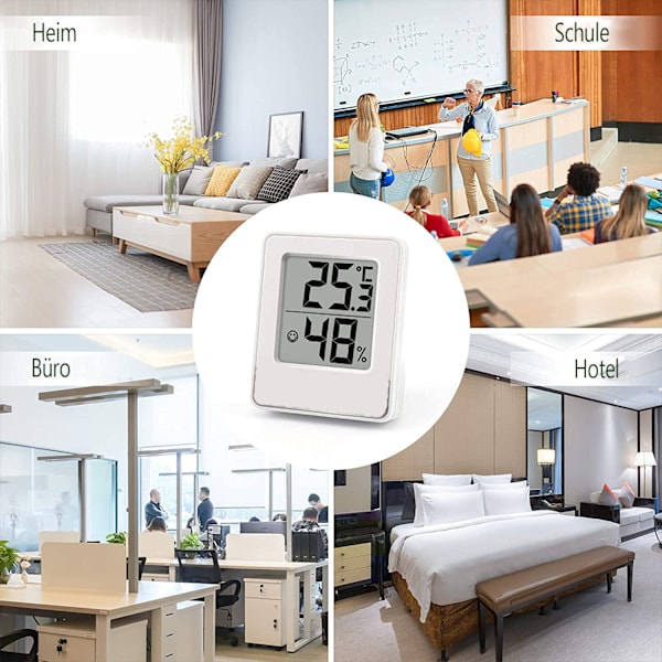 ThermoPro TP49W-3 Digital Mini Termo-Hygrometer Termometer Rum Termometer 3 Indendørs Temperatur og Fugtighedsmåler med Smiley Indikator
