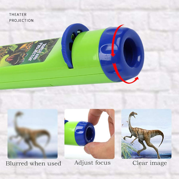 Barneprojektor Lommelykt Beamer Leker for Vegg Tak Telt Pedagogisk Vitenskapsinnstilling (Dinosaur)