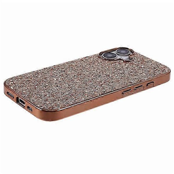 Kompatibel med iPhone 16-deksel TPU + PC glitrende telefonbakdeksel PinkGold