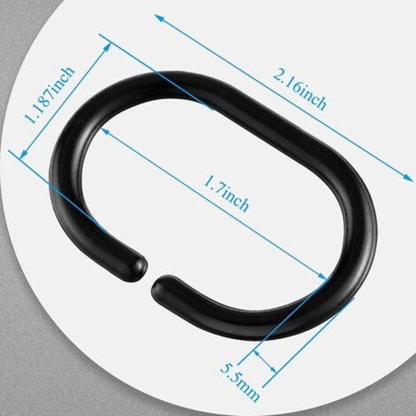 Plast dusjforhengskroker C-formede sorte ringer for brød