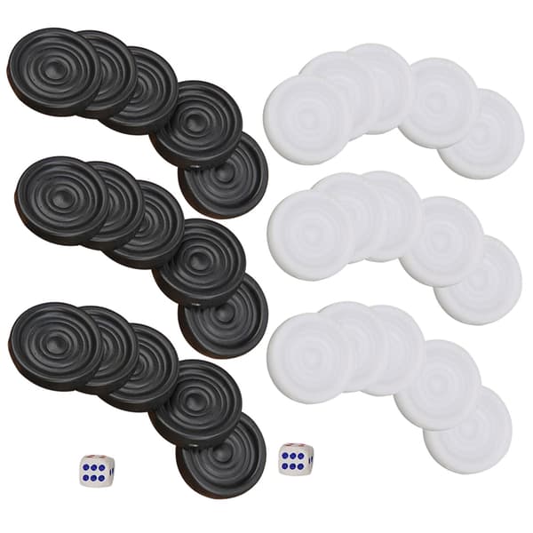 22mm Plast Svart Vit Backgammon Brickor Chips Set Barn Leksak