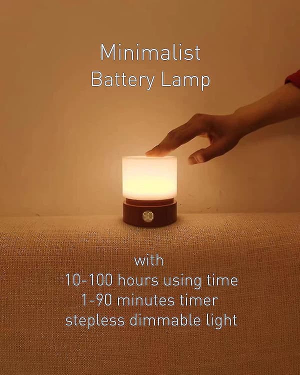 Timer Night Light, Bedside Lamp, Infant Nursing, Dimmable, Battery Powered, Warm Lighting