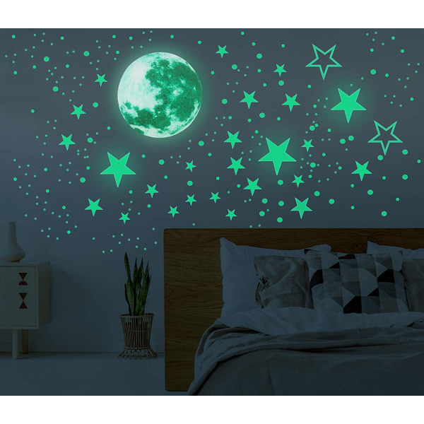 Glow in The Dark Moon and Stars Wall Stickers, 437PCS Adhesive R