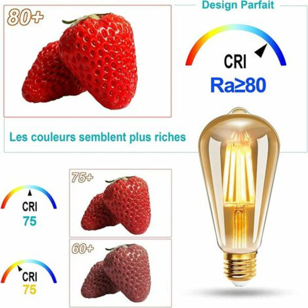 Led Filament E27 St64 6w 2200k Vit Vit, Retro Budge Vintage