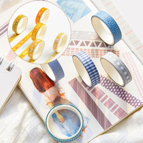 15 ruller mønster tape dekor tapes DIY innpakningspapir tape for