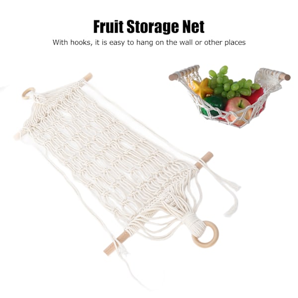 Elegant Makramé Fruktkorg, Hängande Förvaringskorgar För Kök, Badrum, Vardagsrum Med Säkert, Robust Och Hållbart Material Och Stark Bärighet