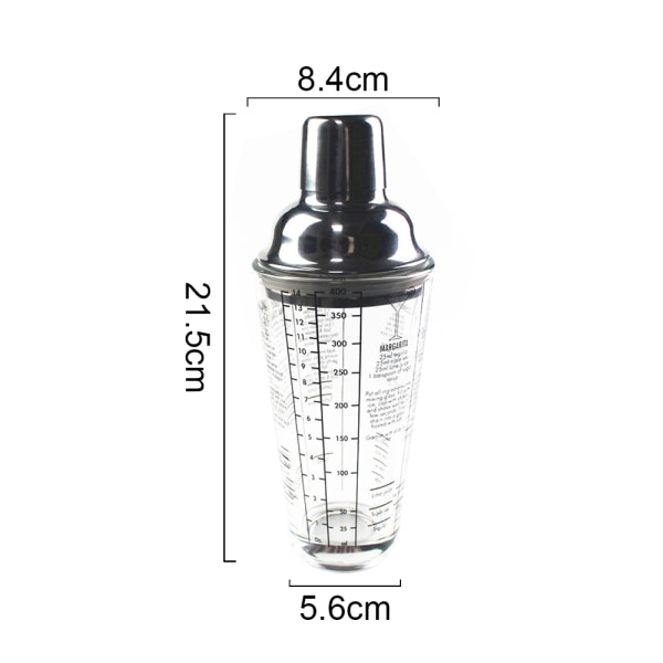 Cocktail shaker, Martini receptmätt glas och