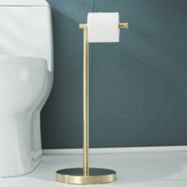 Fritstående toiletpapirholder - Toiletpapirholder stativ - Rullepapirholder til badeværelse - 304 rustfrit stål/børstet guld - Børstet guld rust