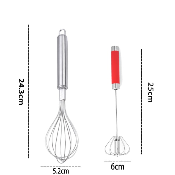 Vispsett, rustfritt stål eggvisp for matlaging (sett med 2)