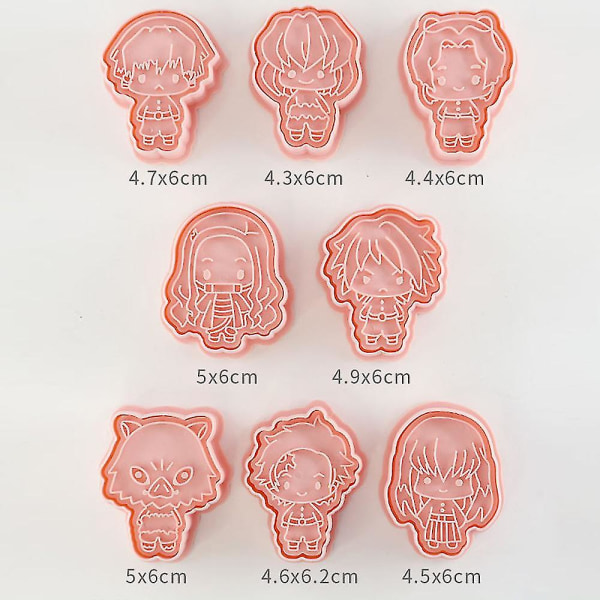 8 st tecknade Demon Slayer-formar Set Cookies Molds Kitchen