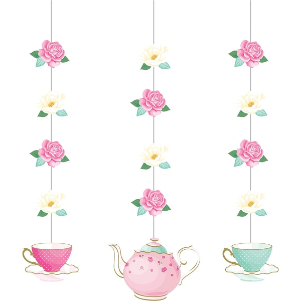Kreativt konverterande hängande dekorationer för teparty med blommor, 3