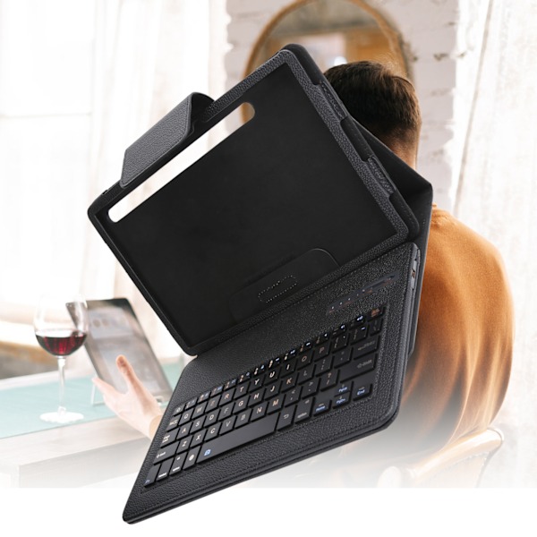 Bluetooth-tangentbord med fodral för Samsung Galaxy Tab S7 11 tum T870 T875 Läderställ Svart