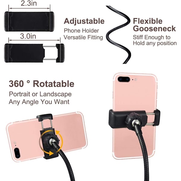 Klipsillä kiinnitettävä rengasvalo videoneuvotteluvalaistukseen, USB-kannettava valo