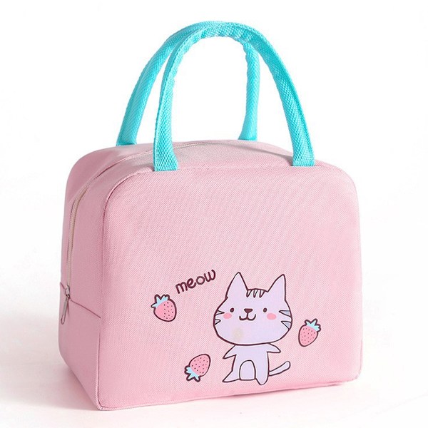 Lounaslaukku Söpö Piirretty Vedenpitävä Eristetty Suurikapasiteettinen Bento-laukku Kouluun Toimistoon Matkustamiseen Piknikille Lapsille OpiskelijoillePink Kitten