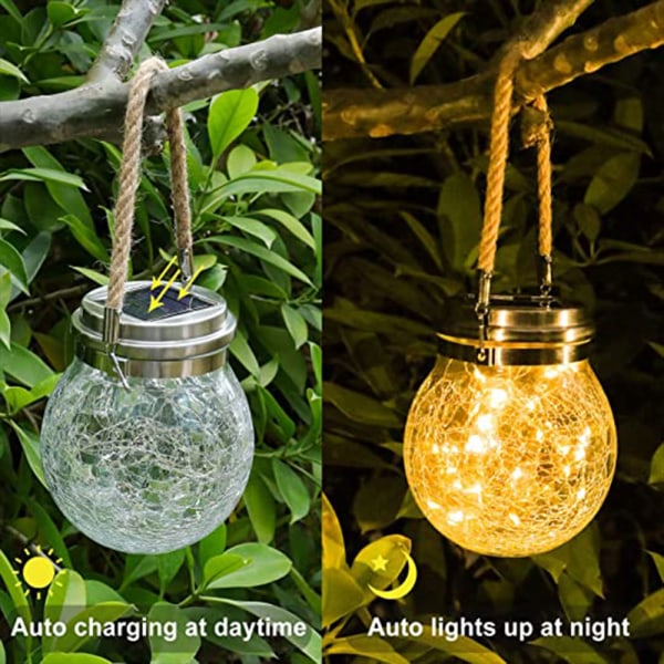 Hängande Solar Cracked Broken Glass Ball Light för Garden Yard La purple