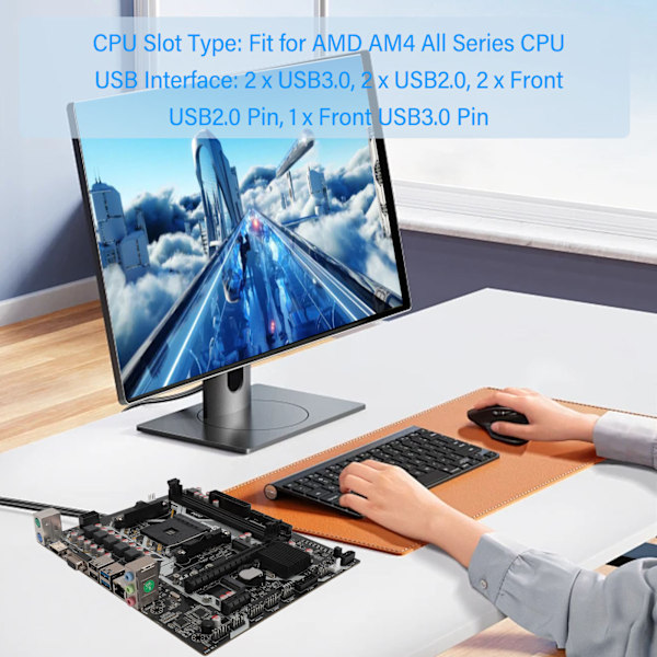Stationär Dator Moderkort Dubbla DDR4-minnen PCI‑E 16X Gen 3.0 Slot NVME M.2 Port ATX för AMD AM4 Alla Serier CPU