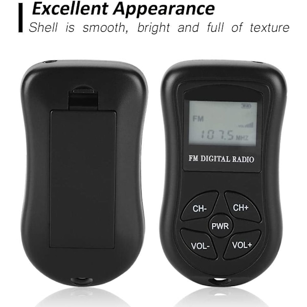 TOPINCN Fickradio, Bärbar LCD-display Digitalradio Mini