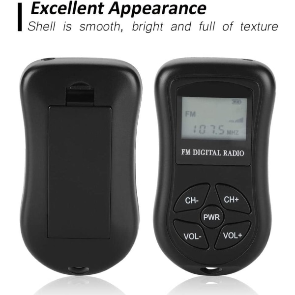 TOPINCN Lommeradio, bærbar LCD-skjerm Digital Radio Mini