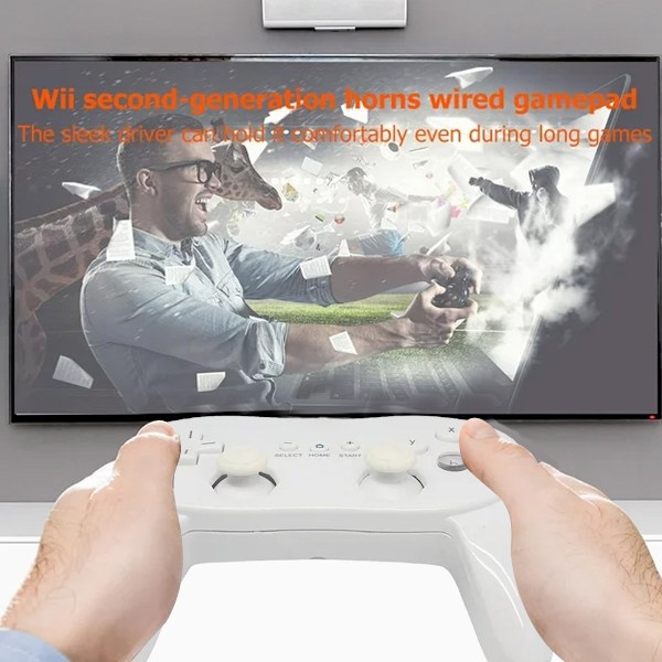 2x Klassisk Controller til Nintendo Wii Konsol Kablet Gamepad til Wii Remote