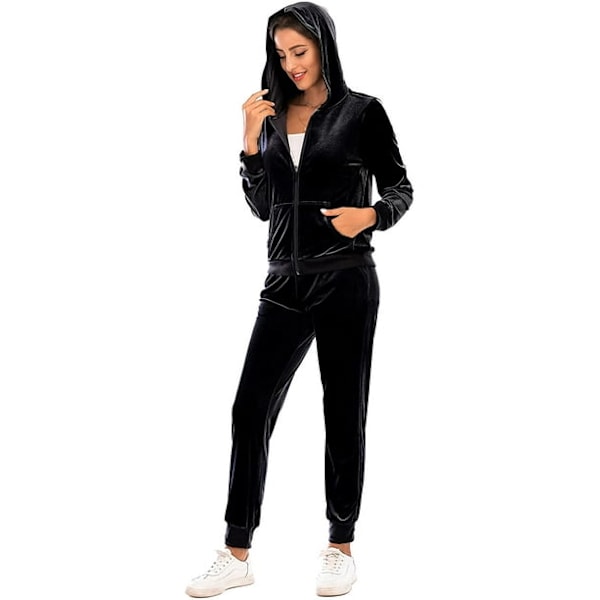 Velour Tracksuit Set Womens Full Zip Hoodie Sweatshirt & Long Sweatpants Sweatsuit Sportwear with Pocketks L