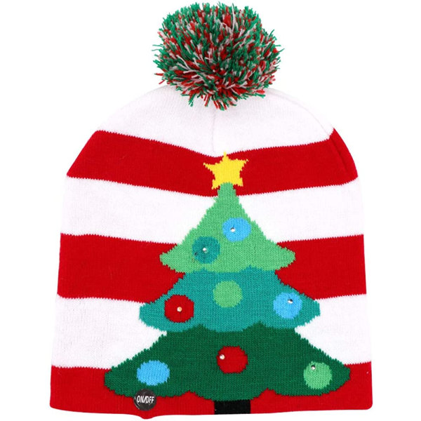 LED-upplysta julhattar Xmas Santa Ugly Hat Beanies 10 färger