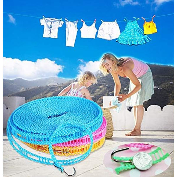 Utomhus bärbar klädstreck, 5m/16,4ft vindtät nylon torklina för resehängare för utomhuscamping eller inomhusbruk