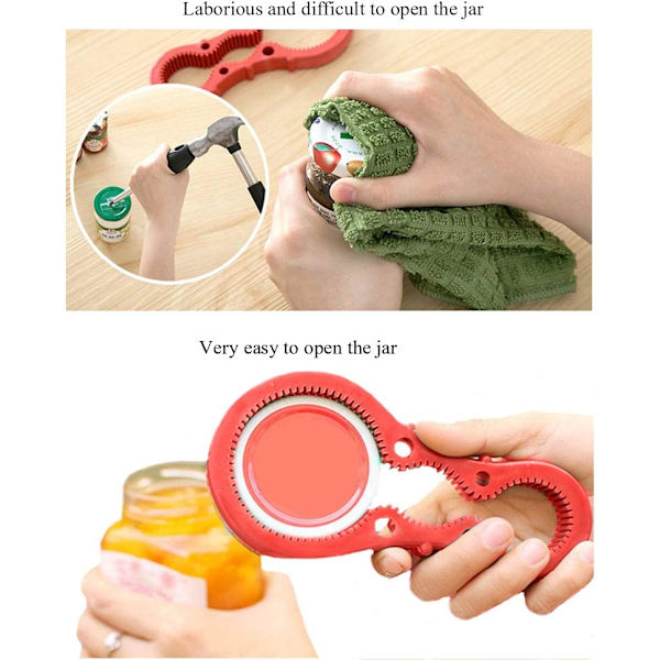 2-pack 3 i 1 Silikon Multiburköppnare Flasköppnare Anti-halk