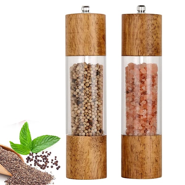 Manuella salt- och pepparkvarnar - träskakare med justerbar Cer 8 inches
