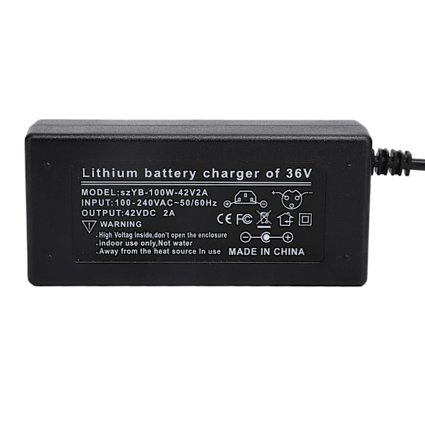 42V 2A strømadapter DC 5,5 mm hannkontakt for 36V litiumionbatteri AC 100‑240V 50/60Hz EU-plugg