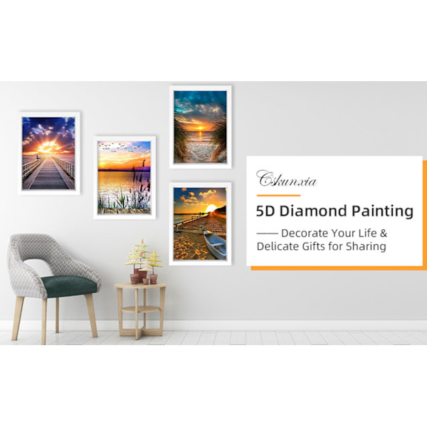 Cskunxia 4 Pack 5D Diamantmålning Bilder Fullborr Diamant