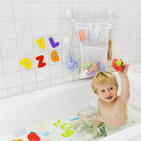 Badekar Bruser Badelegetøjs Opbevaringsnet - Baby Legetøjsnet + GRATIS 2 Robuste Klæbehooks