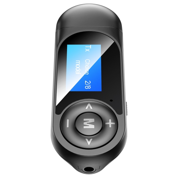 Bluetooth lähetinvastaanotin, 2 in 1 langaton lähetin-/vastaanotinsovitin USB Bluetooth 5.0 -ääni, näyttö ja 3,5 mm Aux TV PC