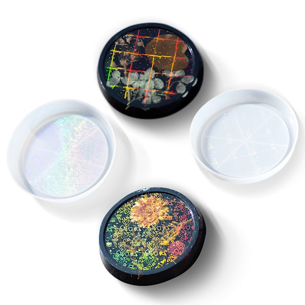 2 stk RESIN Holografiske Resin Former, Runde Laser Coaster
