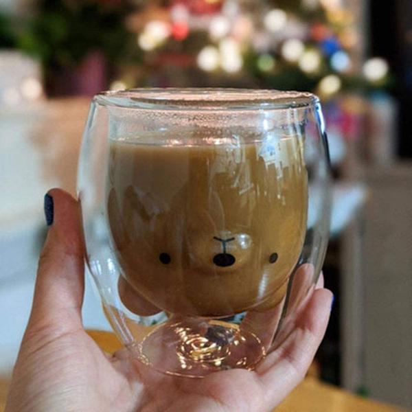 Hwagui - Sød kop Dobbelt væg glas krus, glas espresso kop,
