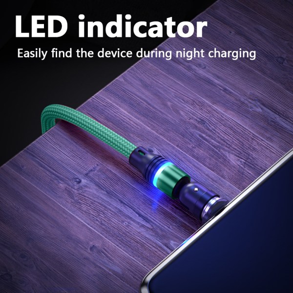 3 stk USB magnetisk ladekabel - slitesterk nylonflettet ledning