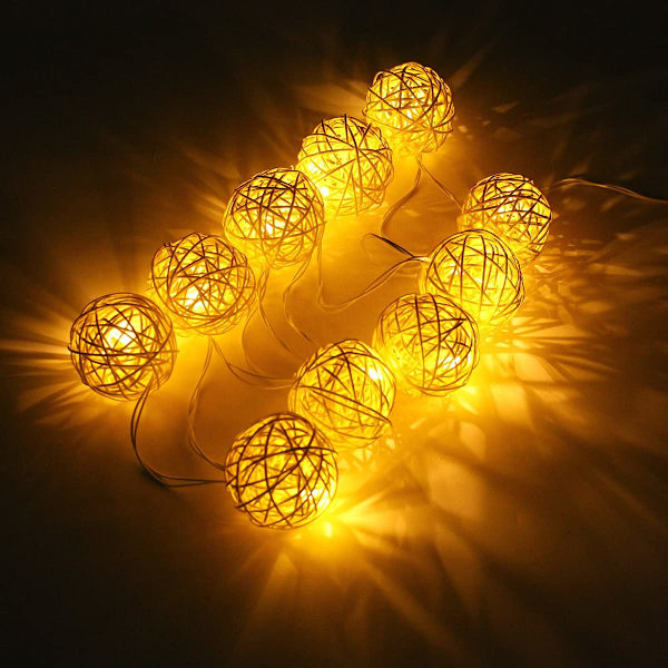 Batteridrivna 20 LED-slingor, 16,4 fot 20 Globe Rattan B