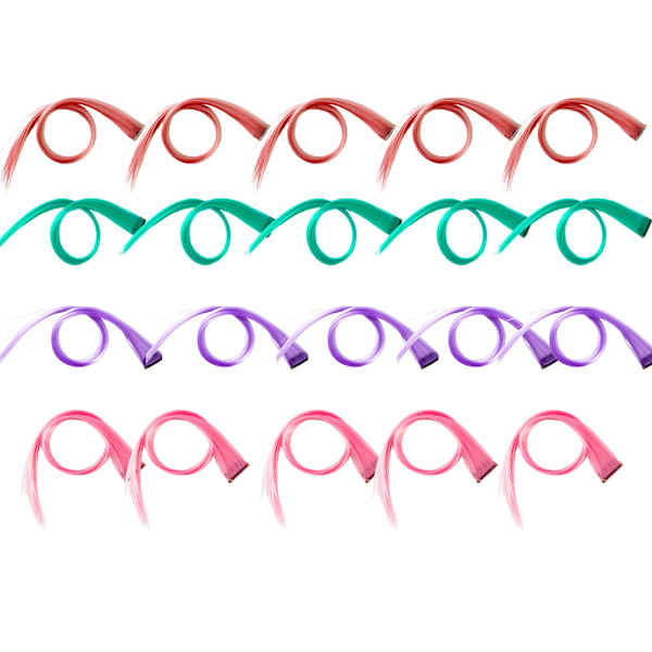 20 stk fargede partyhøydepunkter Clip in Hair Extensions for