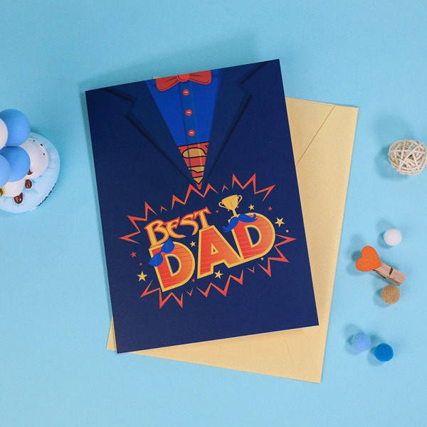 Super Dad Pop Up-kort, 3D Bästa Pappa Gratulationskort för Fars dag