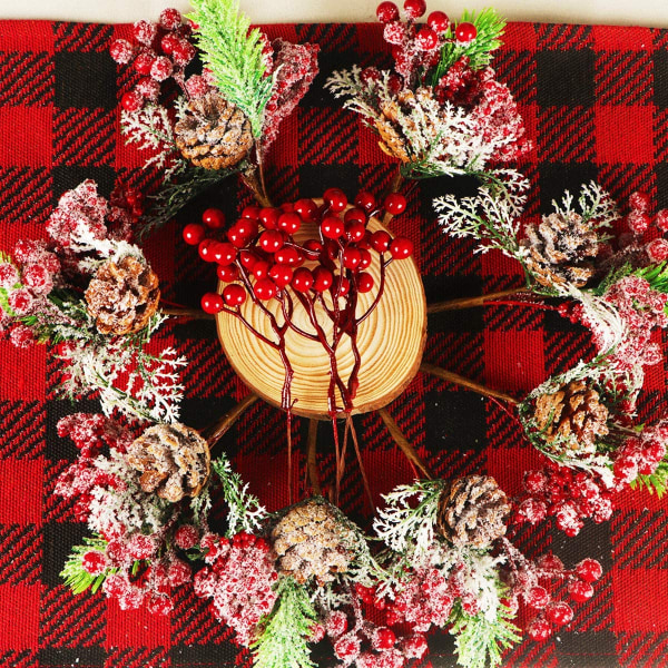 20 pakke kunstige røde bærstængler til juletræ