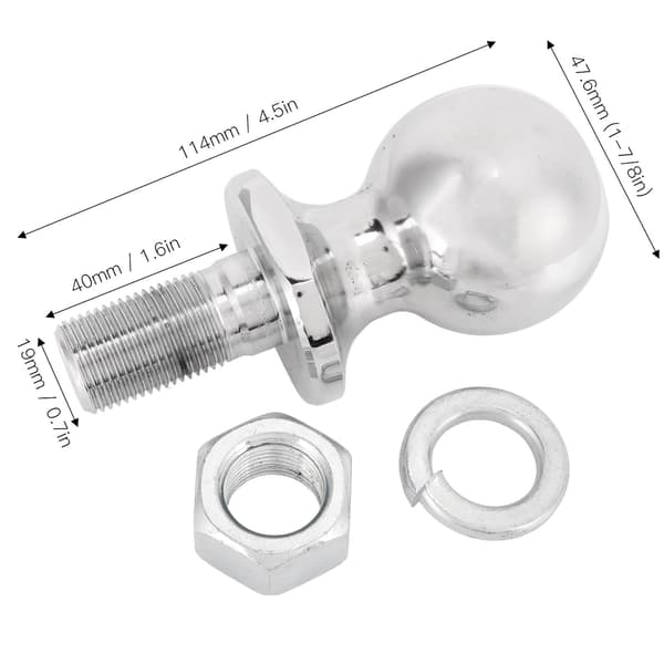 1‑7/8 tommer Diameter Krom Hex Mødebold til ATV UTV Plæneklipper 5/8x1‑3/4 tommer Skaft 2000 LBS