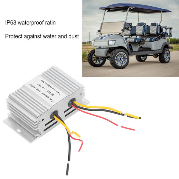 DC24V till DC12V Spänningstransformator 10A 120W DC Spänningsreducerare Strömförsörjningsomvandlare IP68 Vattentät för Golfbil