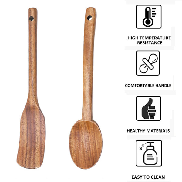 Træ køkkenredskaber sæt - 2 stk. non-stick bambus træ