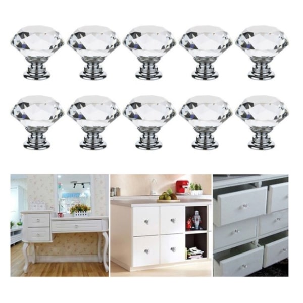 Krystal Glas Skab Kommode Knapper Diamant Skuffe Dør Knapper