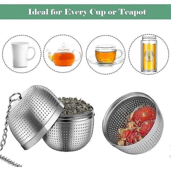 Te-infuser Te-infuser til løs te Te-infuser rustfrit stål 2 stk., Te-infuser infuser rustfrit stål