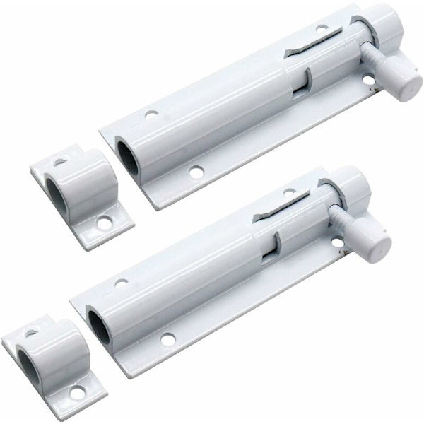 3 tum vit aluminiumlegering dörrlås, 2 st säkerhetsdörr glidande lås